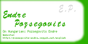 endre pozsegovits business card